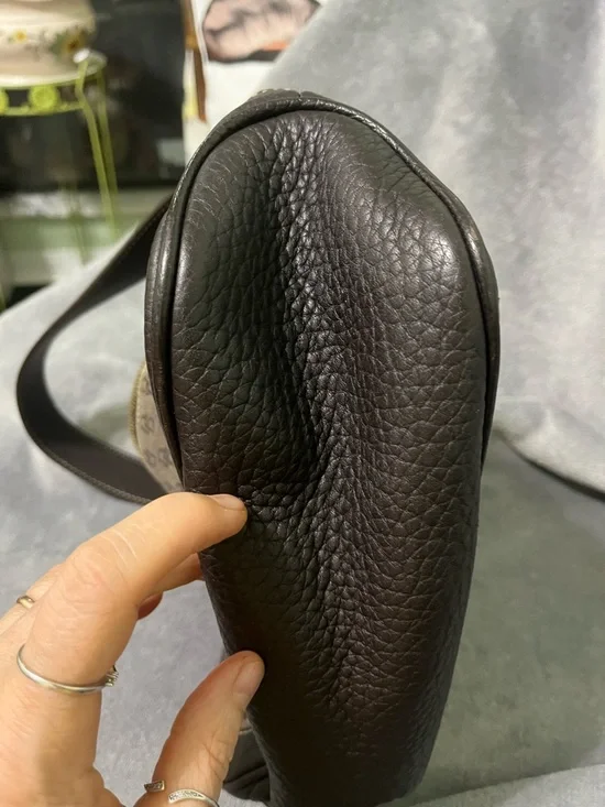 Dooney & Bourke Brown Logo Canvas Shoulder Bag with Dark Brown Trim - Picture 7 of 16